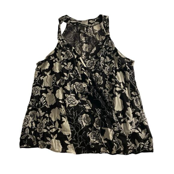 Floral Halter Tank Black White Sleeveless Top INC International Concepts XL - Picture 2 of 6